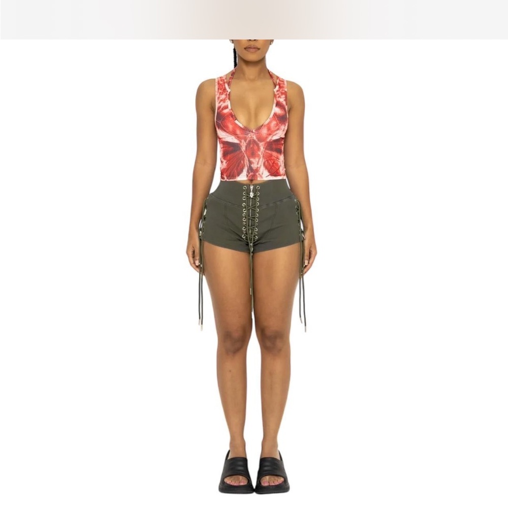 Tordrobes army green stone wash shorts